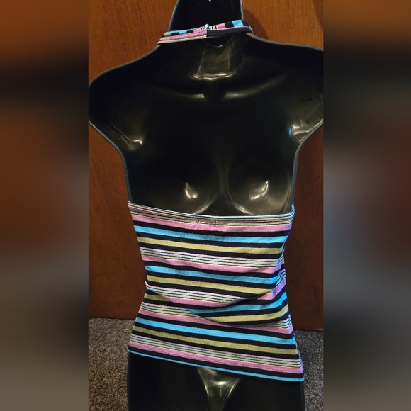 Seamless for Anthropology pull over beautiful stripped halter top szM - Picture 3 of 5